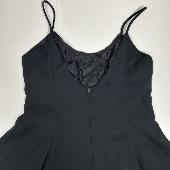 Vtg Unbranded Women Black Open Back Spaghetti Strap Short Dress Fit & Flare L ?! - Picture 8 of 10